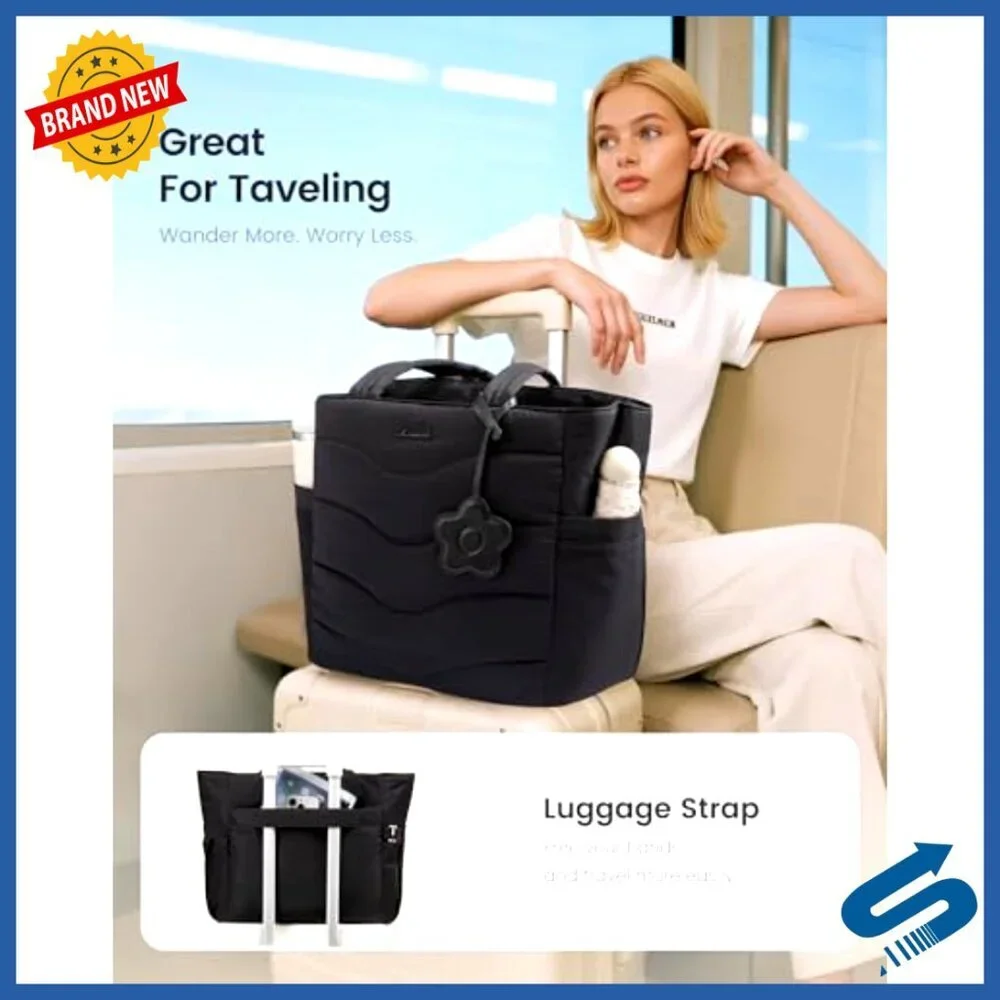 Puffer Quilted Tote Bag Large Capacity Work Travel Laptop Organizer Chic